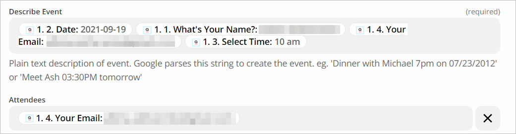 How to set up AidaForm + Google Calendar Zapier integration