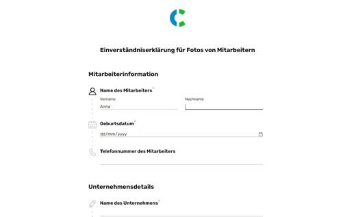 Einwilligungserklärung für Mitarbeiterfotos