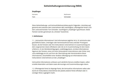 NDA-Formularvorlage
