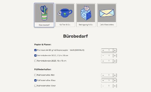 Büromaterialanfrageformular